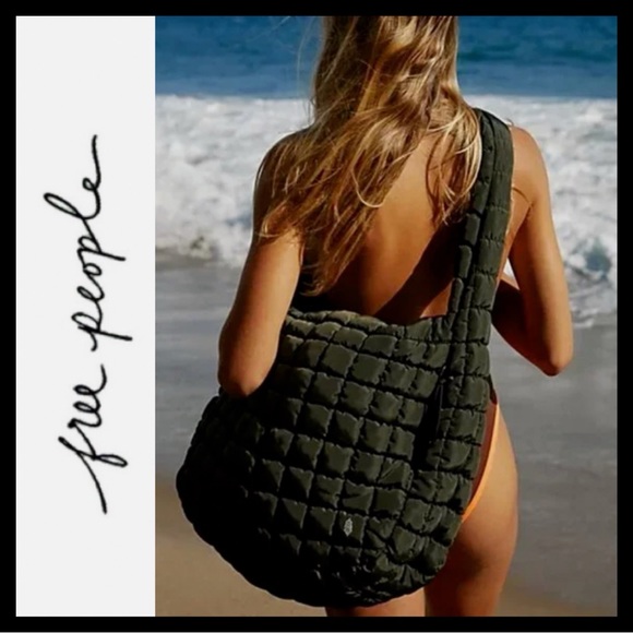 Free People FP Movement Quilted Carryall Army Green - FACTORY SEALED - Picture 2 of 11